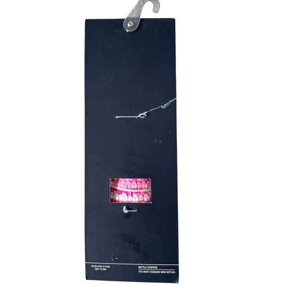 Pink Christmas Tree Bottle Stopper Embellished Holiday Glam Gold Bells New - Picture 6 of 10